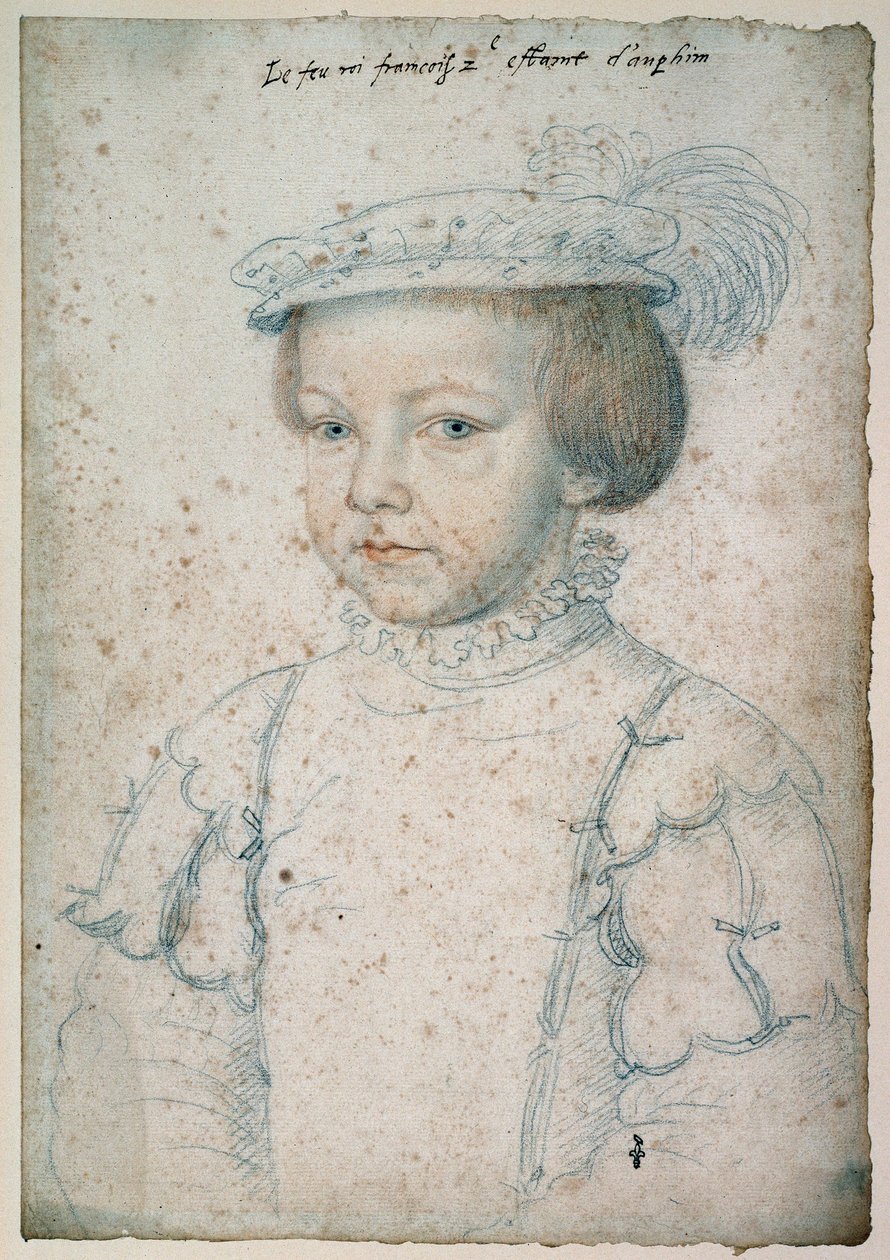 Retrato del Rey de Francia Francisco II (1544-1560). Dibujo por François Clouet (1515-1572) de François Clouet
