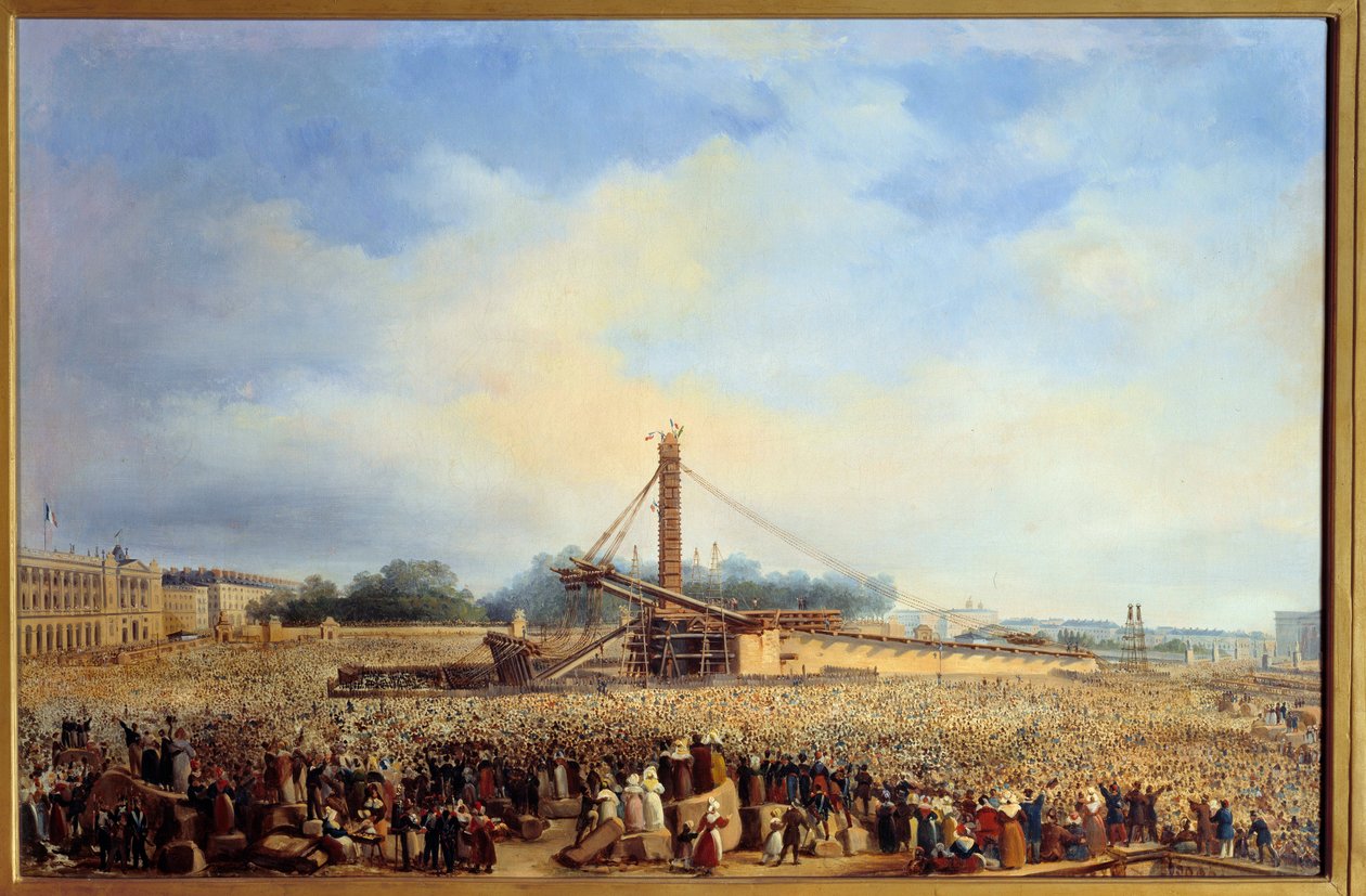 Erección del obelisco de Luxor en la plaza de la Concordia en París (25 de octubre) de Francois Dubois
