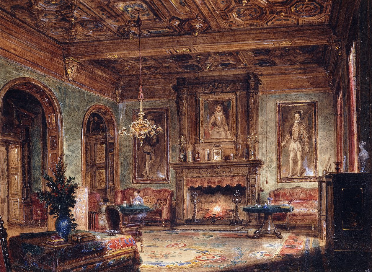 El Salón en el Chateau de Marchais, 1852 de Francois Edme Ricois