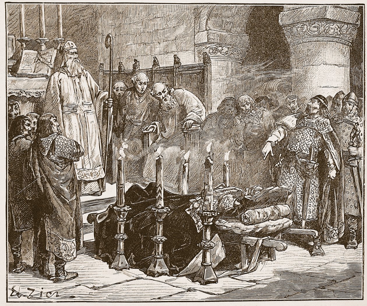 Fitz-Arthur prohibiendo el entierro de William, ilustración de 
