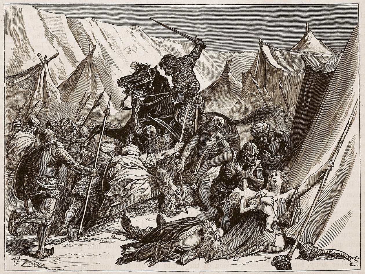 Roberto de Normandía reuniendo a los cruzados, ilustración de 