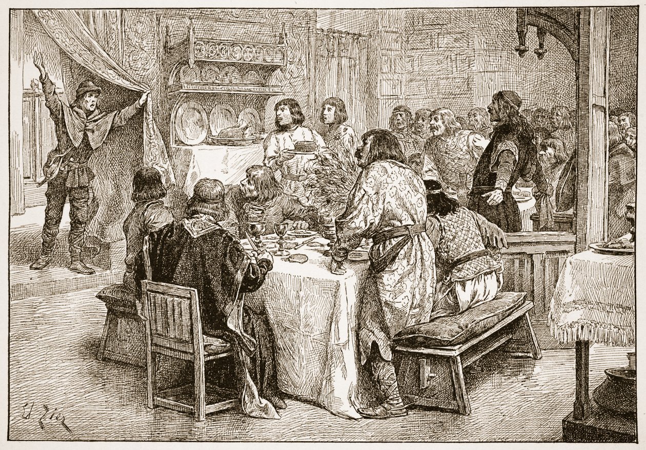 El mensajero trayendo a Harold la noticia del desembarco de William, ilustración de 