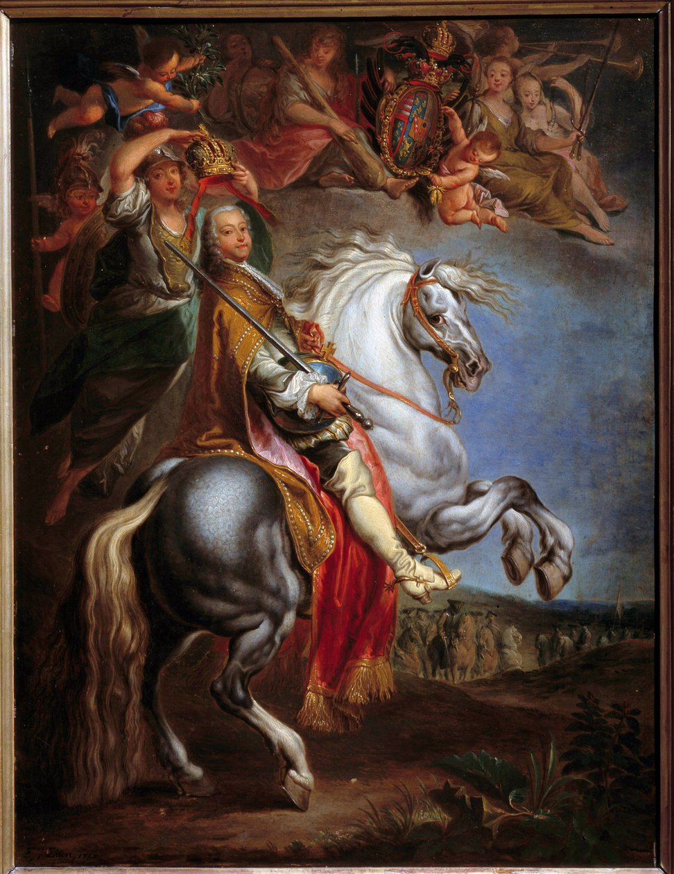 Retrato ecuestre de Francisco III (1708-1765), Duque de Lorena, luego Emperador Germánico y Gran Duque de Toscana, esposo de María Teresa de Austria (1717-1780) de Francois Eisen