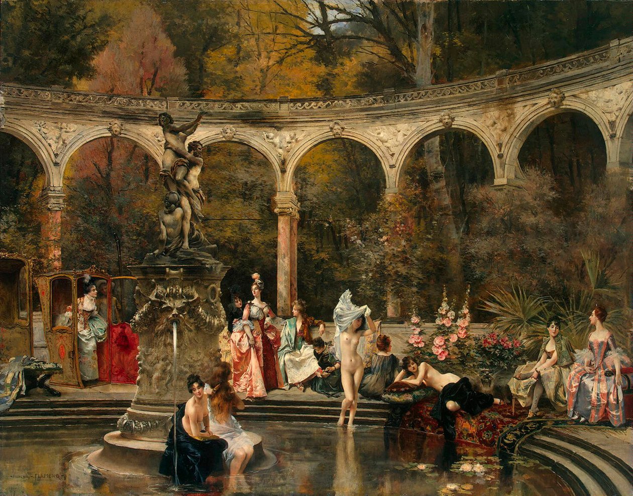 Baño de damas de la corte en el siglo XVIII, 1888 de Francois Flameng