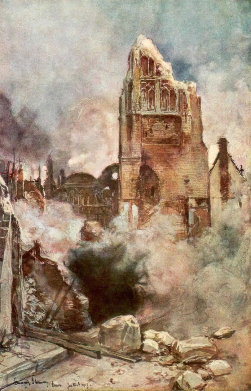 Bombardeo del Campanario, Arras, Francia, julio de 1915, 1926 de Francois Flameng