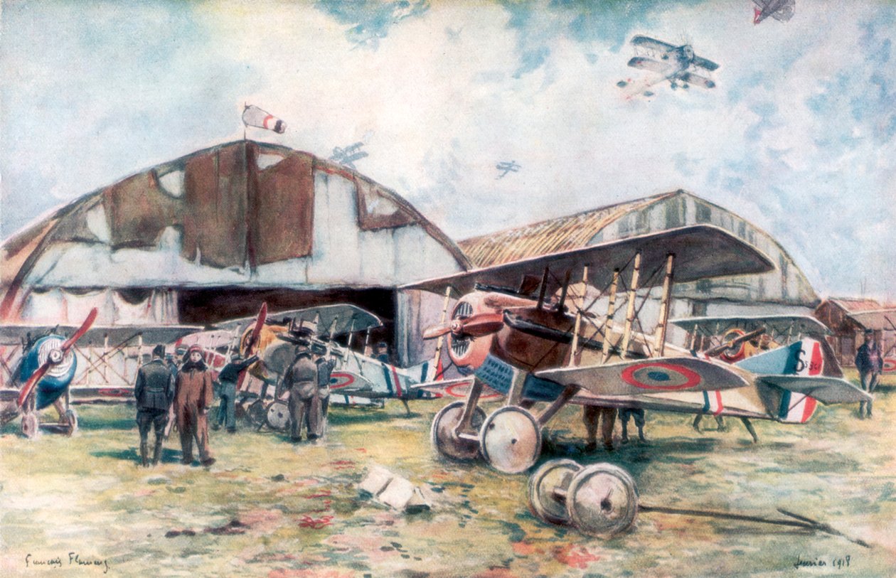 Aeródromo del Escuadrón de Cazas Francés, 1918 de Francois Flameng
