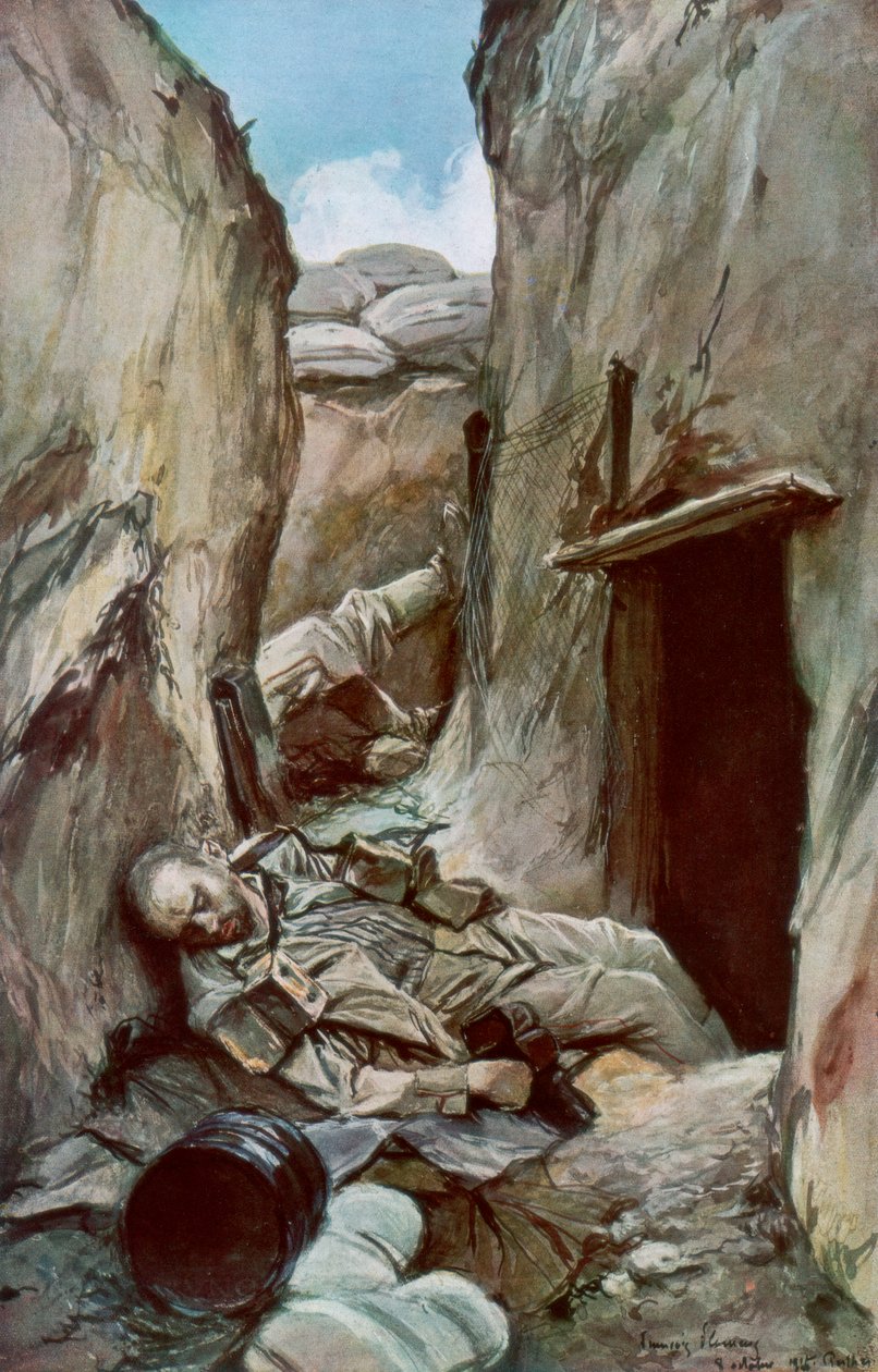 Las trincheras conquistadas de Perthes, Champagne, Francia, octubre 1915 de Francois Flameng
