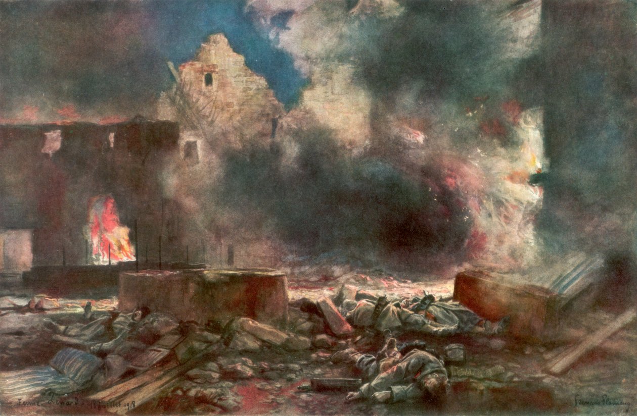 La granja Lessard, entre Marizy y Neuilly Saint Front, Francia, 18 de julio de 1918, 1926 de Francois Flameng