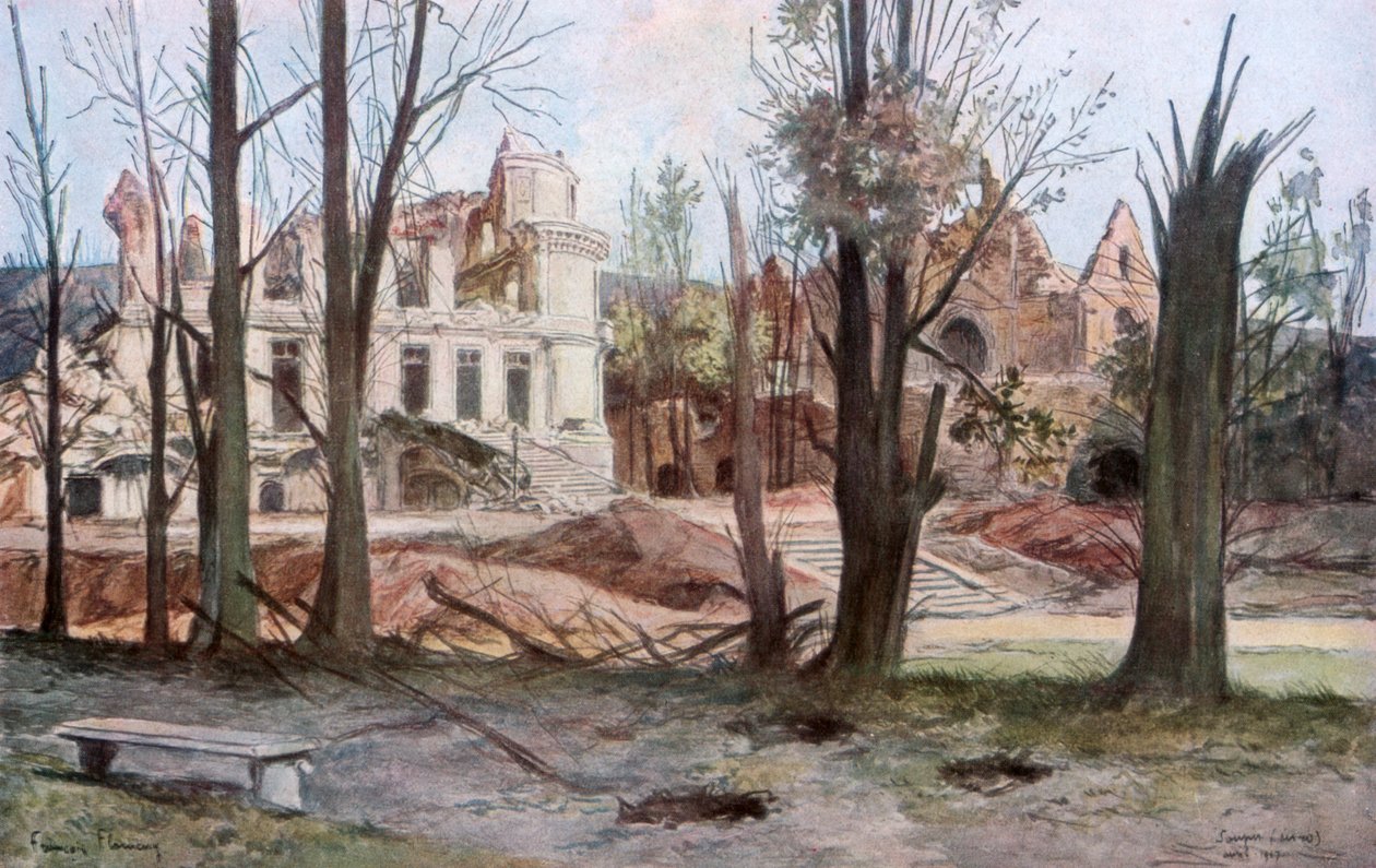 Las ruinas de una casa, Soupir, Primera Guerra Mundial, abril 1917 de Francois Flameng