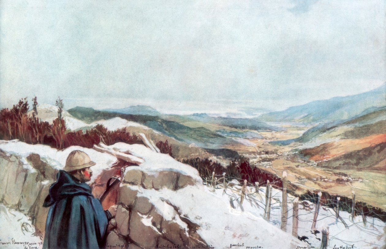 Trincheras con vista al valle de Munster con el Rin a lo lejos, enero de 1916, 1926 de Francois Flameng
