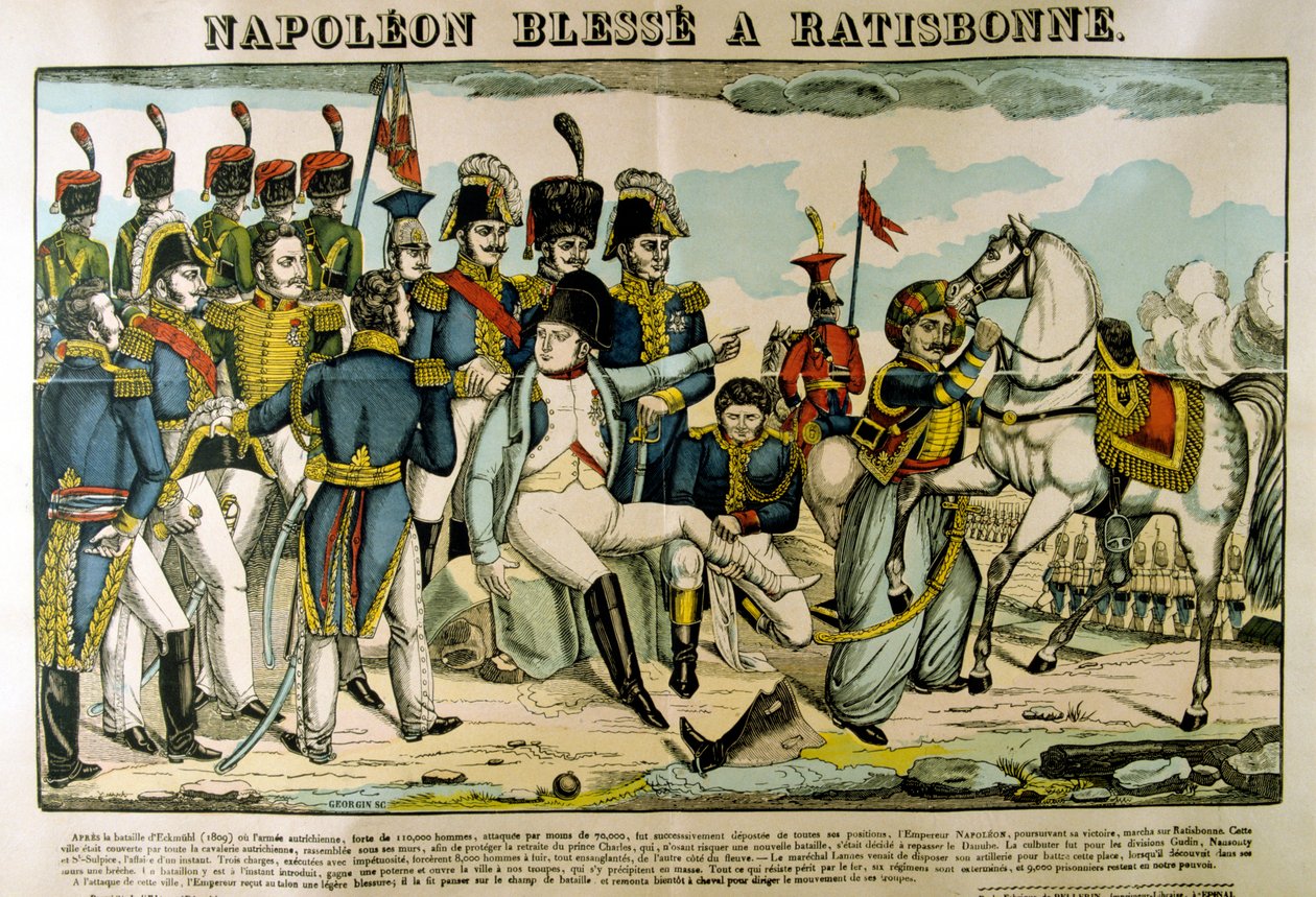 Napoleón herido en Ratisbona, abril 1809, c. 1835 de Francois Georgin