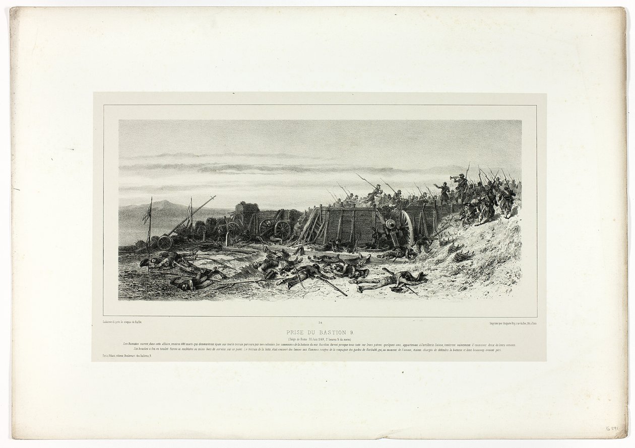 Captura del Bastión nº 9, de Souvenirs of Italy: The Expedition to Rome de Francois Hippolyte Lalaisse