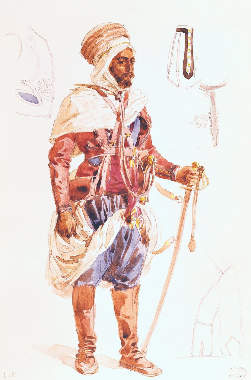 Spahi con su espada, c.1854 de Francois Hippolyte Lalaisse