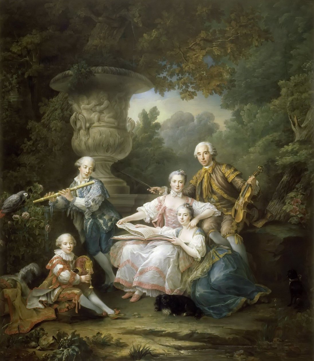 Louis II du Bouchet de Sourches con su familia de Francois Hubert Drouais