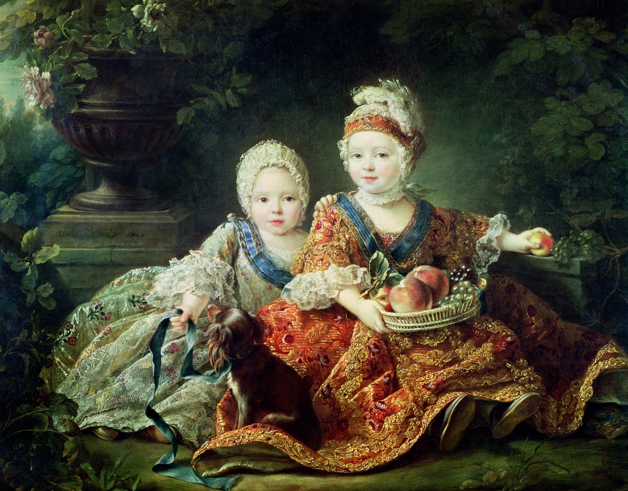 Luis de Francia (1754-93) duque de Berry y Luis de Francia (1755-1824) conde de Provenza, futuros Reyes Luis XVI y Luis XVIII de Francia, 1757 de Francois Hubert Drouais