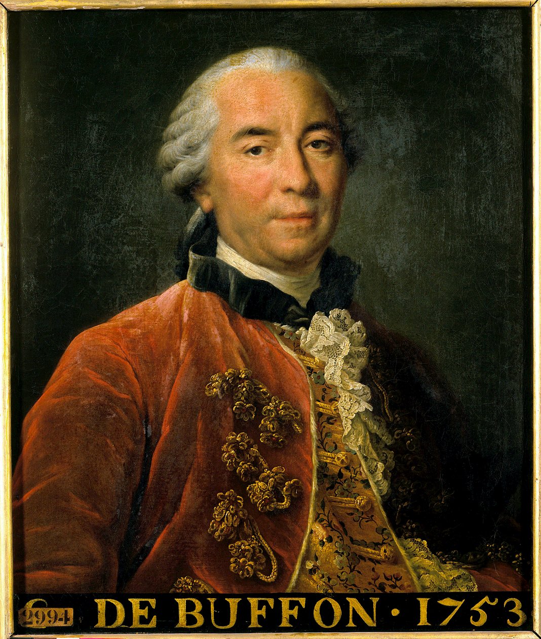 Retrato de Georges Louis Leclerc, Conde de Buffon, intendente de los jardines reales, naturalista y escritor (1707-1788). Pintura después del original de François Hubert Drouais (1727-1775). Dim 0.63 x 0.52. Versalles. Museo del Castillo de Francois Hubert Drouais