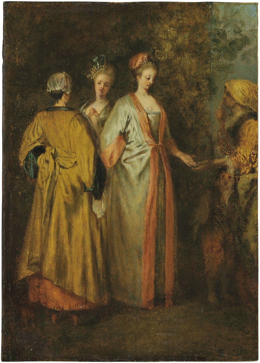 El adivino (óleo sobre tabla) de Francois Louis Joseph (attr. to) Watteau