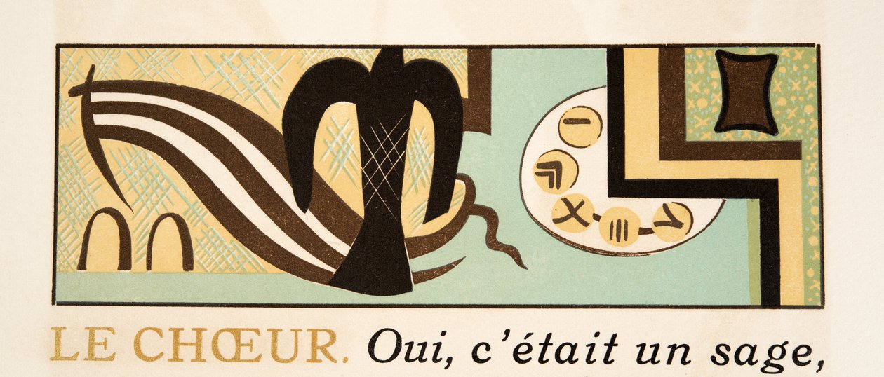 Ilustración gráfica de Prometeo Encadenado de Esquilo, pub. 1941 de Francois Louis Schmied