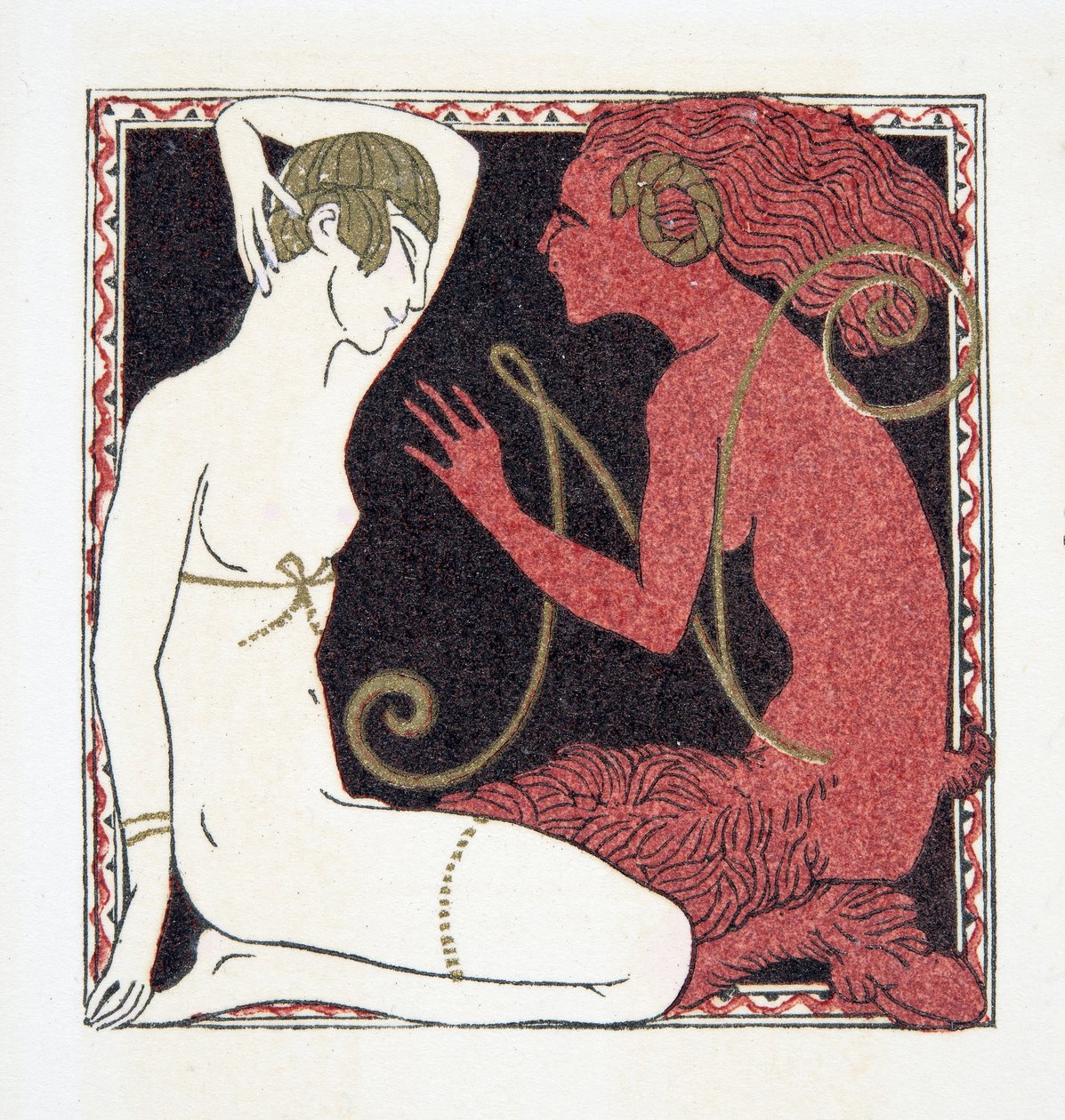 Letra N, de Personajes de Comedia, pub. 1922 de Francois Louis Schmied