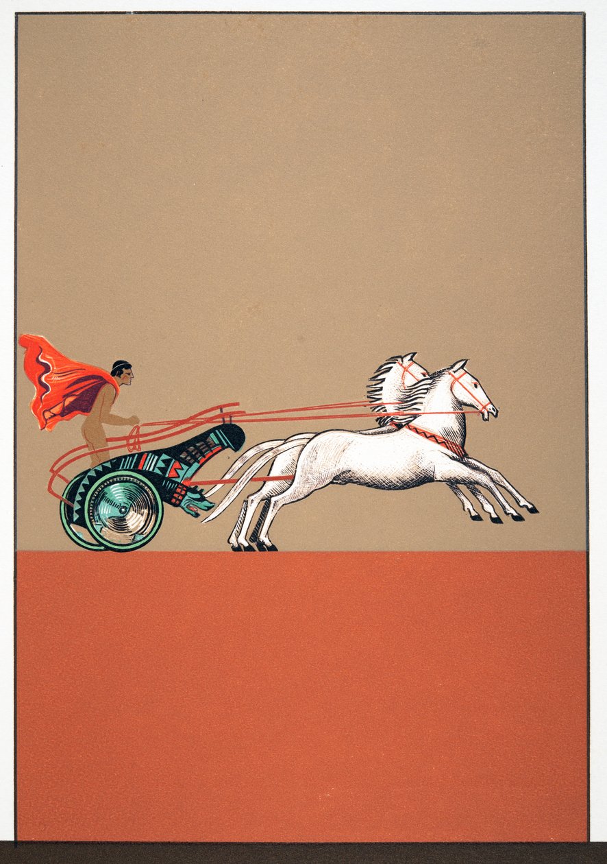 Hombre y carro, ilustración de Prometeo Encadenado de Esquilo, pub. 1941 de Francois Louis Schmied
