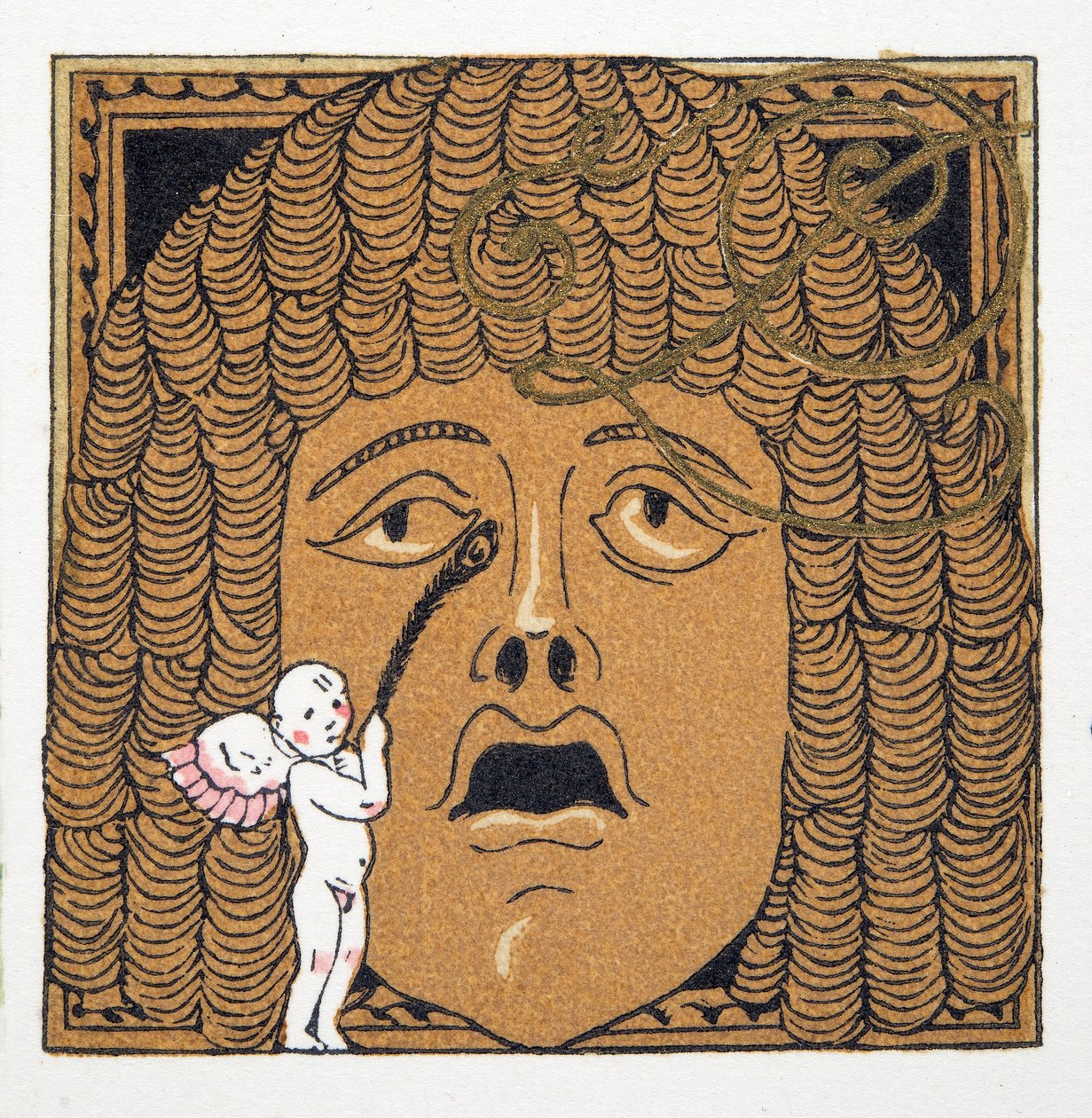 Nariz siendo cosquilleada por Cupido, de Personajes de Comedia de Francois Louis Schmied