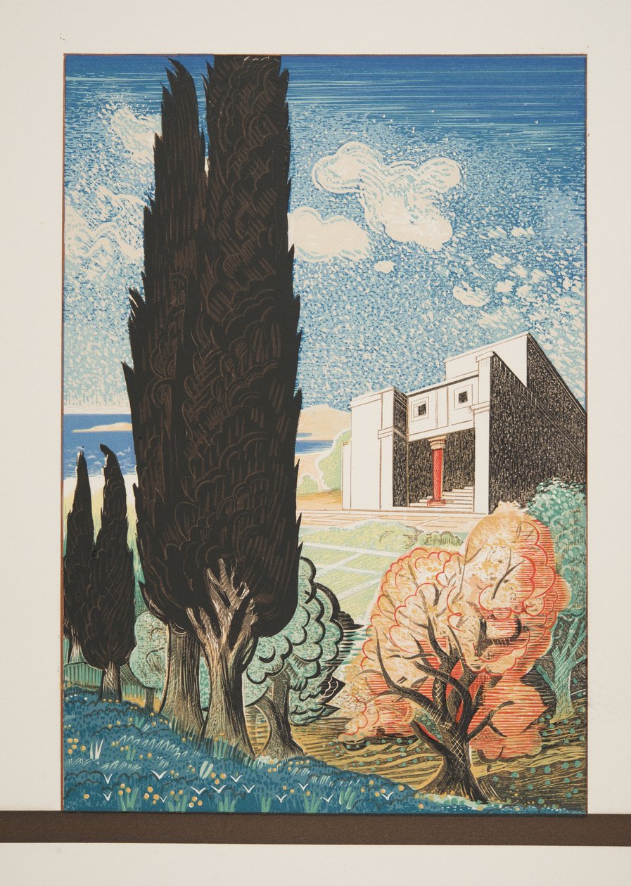 Templo con ciprés de Prometeo Encadenado de Esquilo, pub. 1941 de Francois Louis Schmied