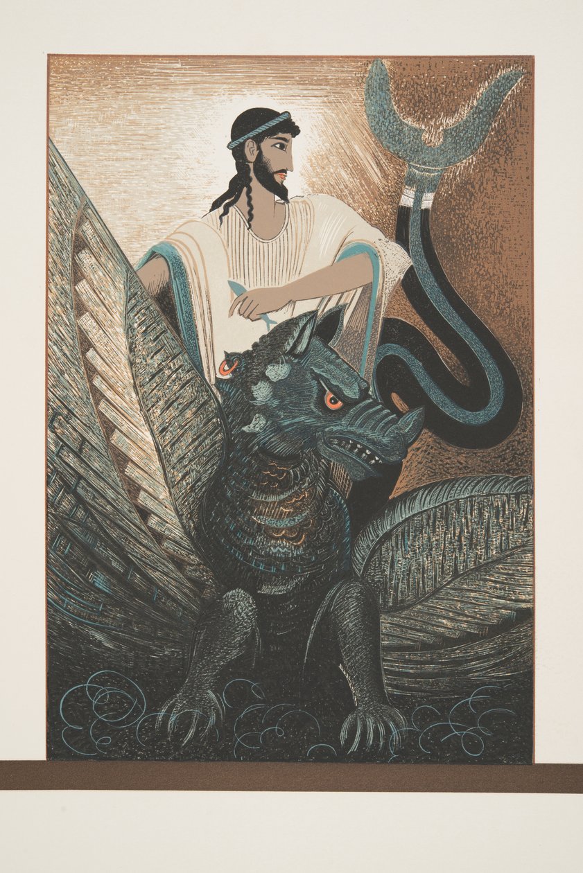 Ulises y el Dragón de Prometeo Encadenado de Esquilo, pub. 1941 de Francois Louis Schmied