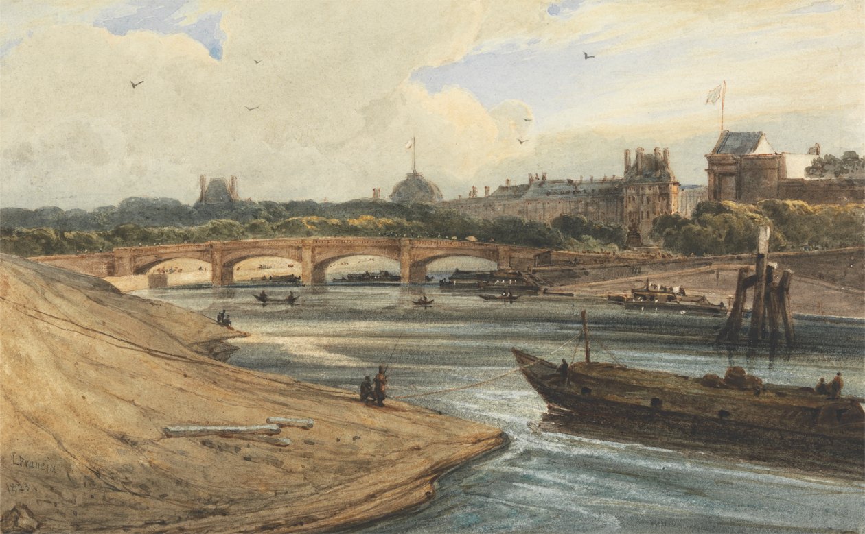 El Puente de la Concordia y el Palacio de las Tullerías desde el Cours la Reine de Francois Louis Thomas Francia