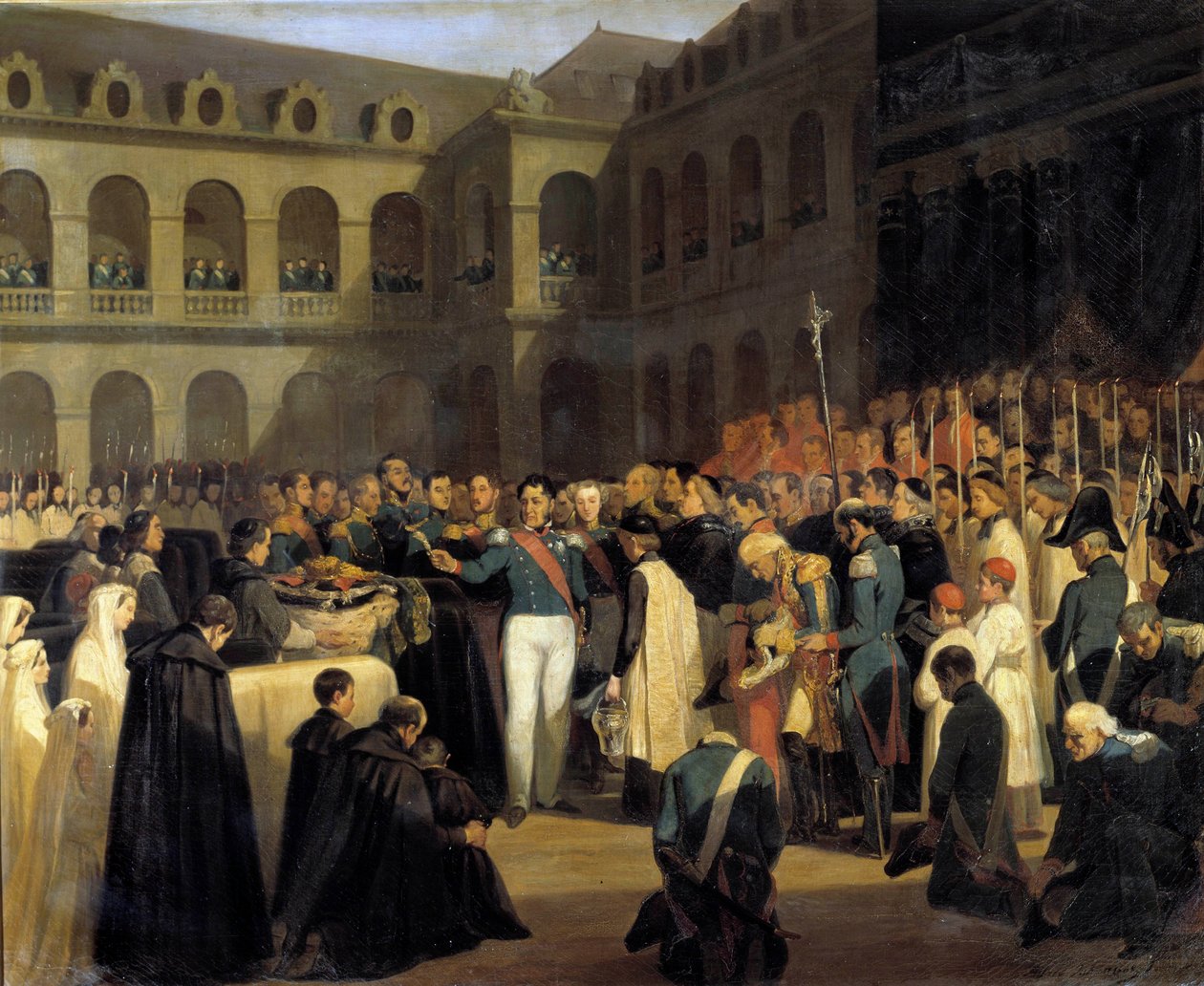 Funeral de las víctimas del atentado de Fieschi el 5/08/1835 en presencia del rey Luis Felipe de Francois Marius Granet