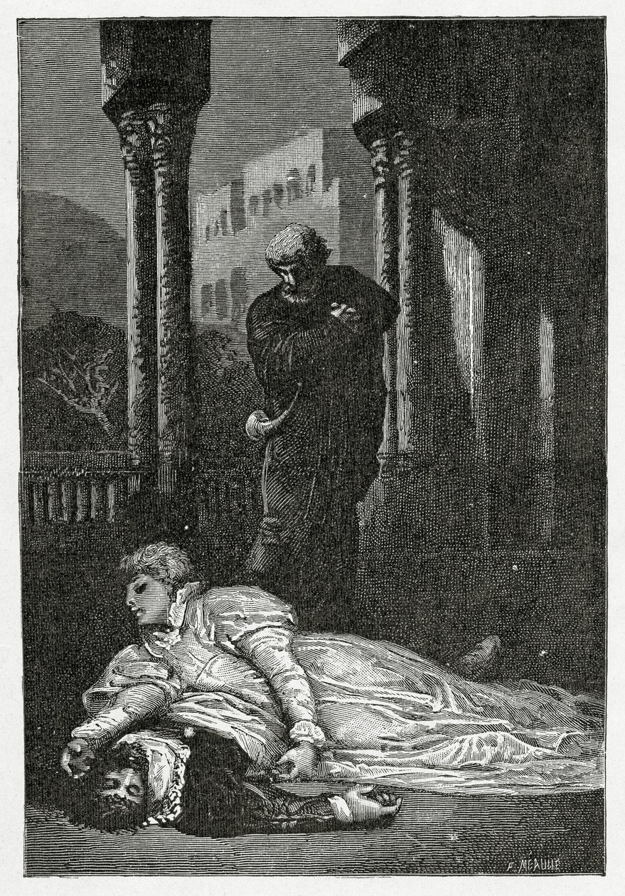 Dona Sol muere sobre el cadáver de Hernani, siglo XIX de Francois Nicolas Chifflart