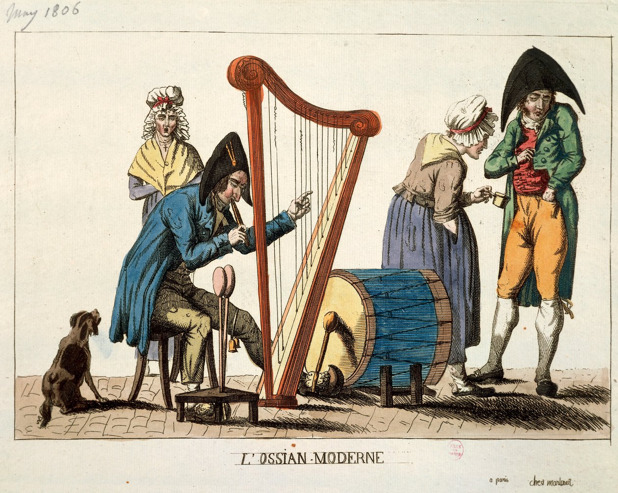 Caricatura del Ossian moderno de Francois Nicolas Martinet
