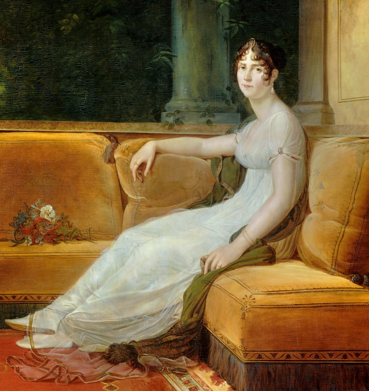 Detalle de “Retrato de la emperatriz Josefina de Beauharnais (1763-1814) en su salón en la Malmaison”. Pintura de François Gérard (1770-1837) 1801, Museo del Castillo, Malmaison de Baron François Pascal Simon Gérard