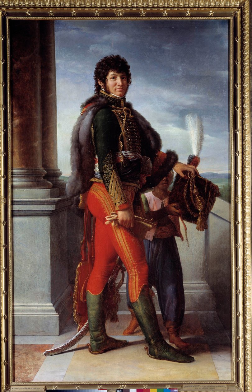 Retrato de cuerpo entero de Joachim Murat (1767-1815) mariscal del imperio en uniforme de húsar, luego general de división de caballería, comandante de la Guardia de los Cónsules y gobernador militar de París en 1801 de Baron François Pascal Simon Gérard