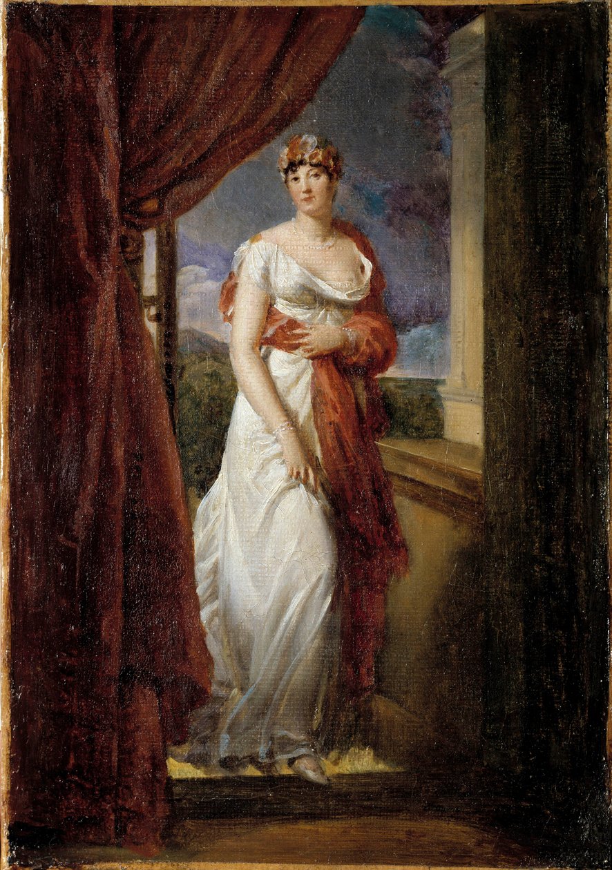 Retrato de cuerpo entero de Madame Tallien, nacida Cabarrus, princesa de Caraman - Chimay (1773-1835). Pintura de François Gérard (1770-1837) 1804. Dim. 0,32 x 0,20 m. de Baron François Pascal Simon Gérard