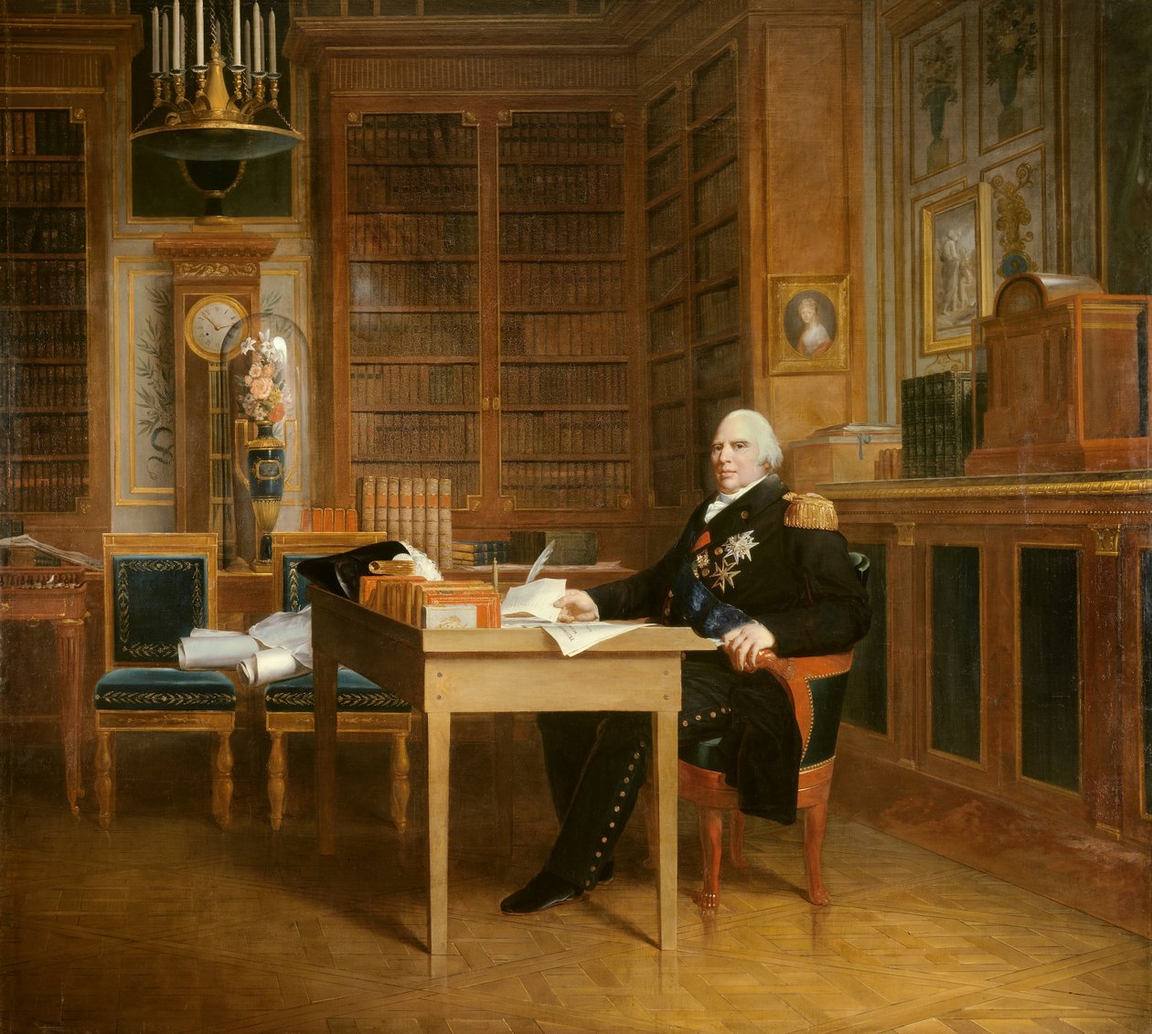 Retrato de Luis XVIII (1755-1824) meditando sobre la Carta en su oficina en las Tullerías de Baron François Pascal Simon Gérard