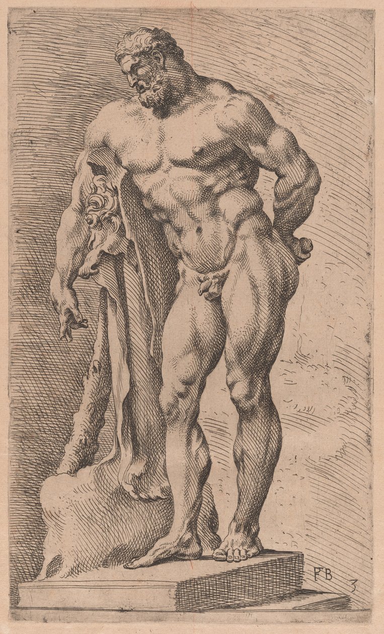 El Hércules Farnesio, vista de tres cuartos girada a la izquierda [placa 3] de Francois Perrier