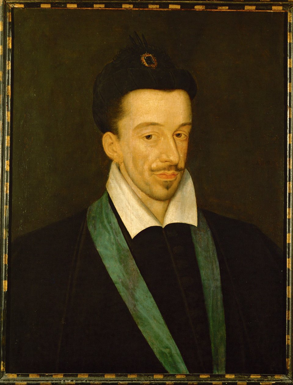 Enrique III, rey de Francia, portando la cinta azul de la Orden del Santo Espíritu ... de François Quesnel