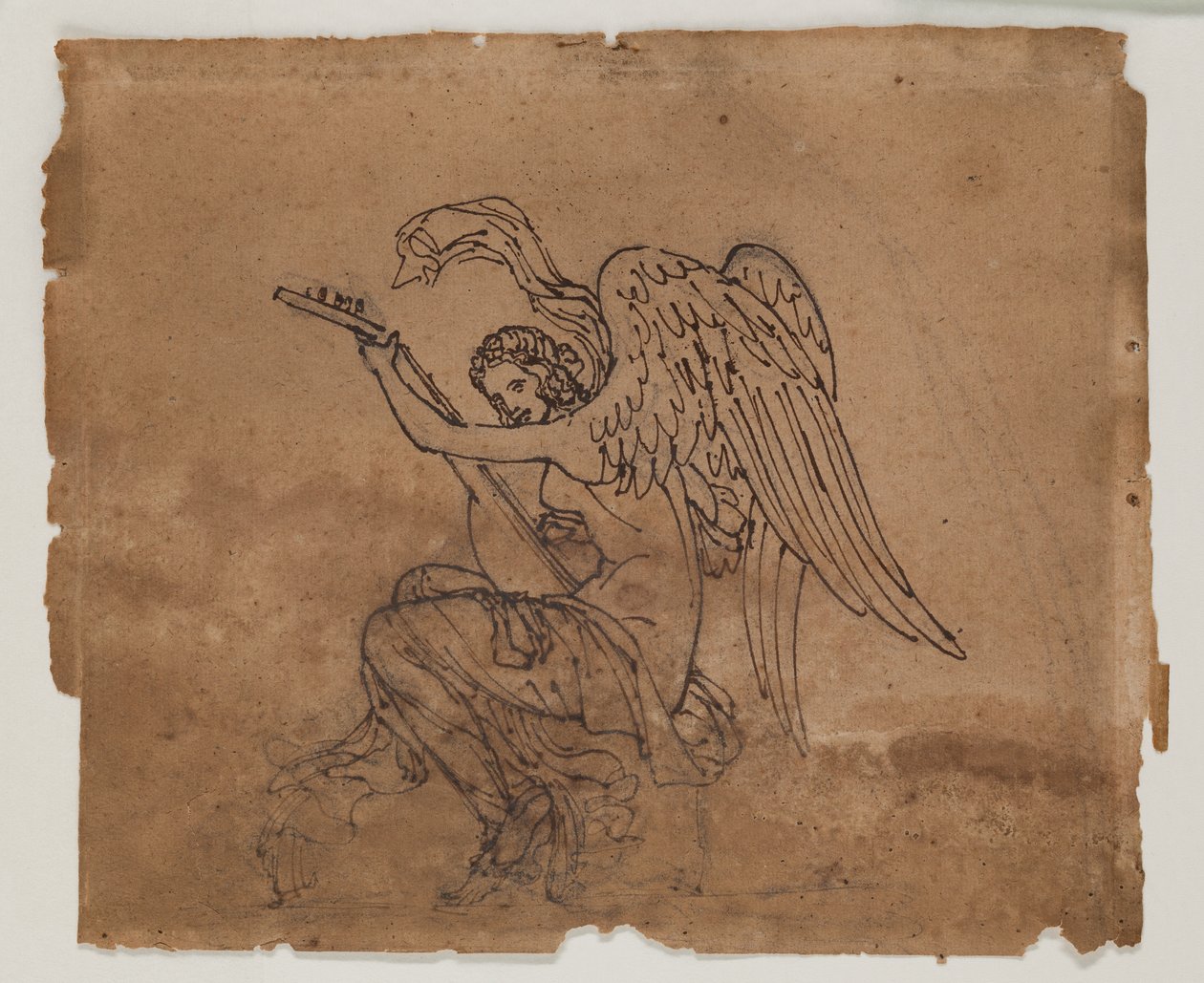 Figura alegórica con laúd, c.1825 (tinta y tiza sobre papel) de Francois Rude