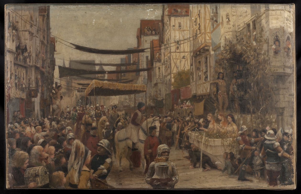 Boceto para el Salón de las Ciencias, Hôtel de Ville, París: Entrada de Luis XI en París, entre 1889 y 1890 (óleo sobre lienzo) de Francois Tattegrain