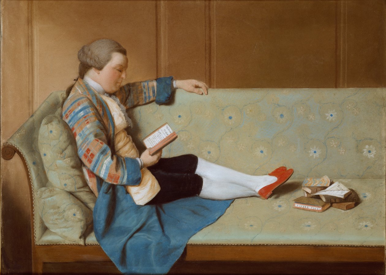 Retrato de un Hombre Reclinado en un Sofá, Leyendo de Francois Xavier Vispre