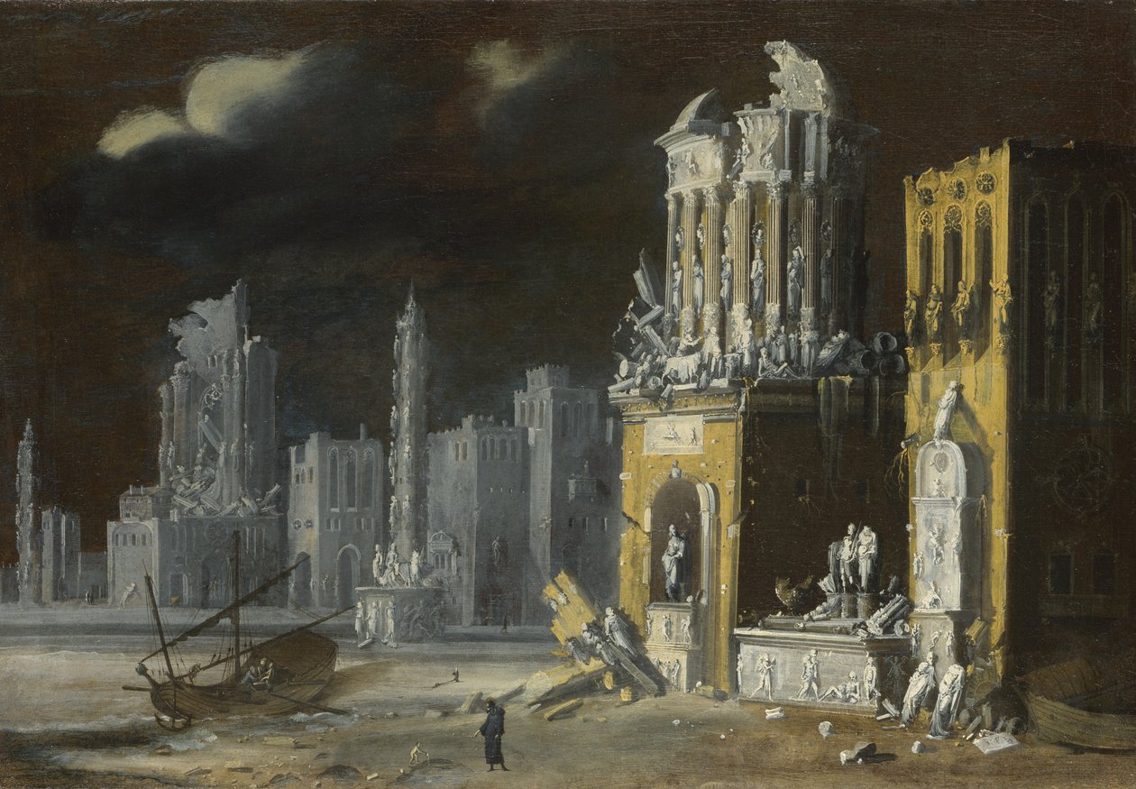 Ruinas Fantásticas con San Agustín y el Niño, 1623 de Francois de Nome