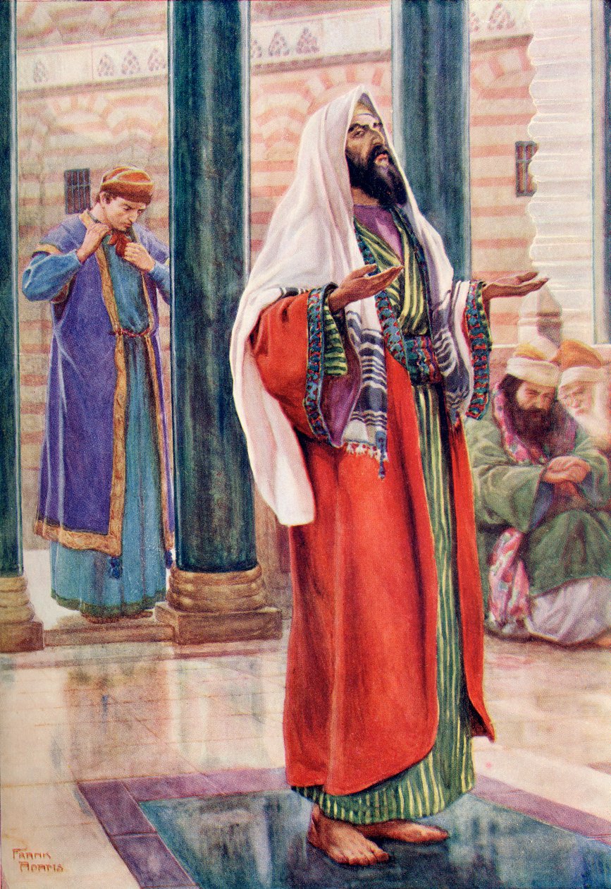 La parábola del fariseo y el publicano, c.1910 de Frank Adams