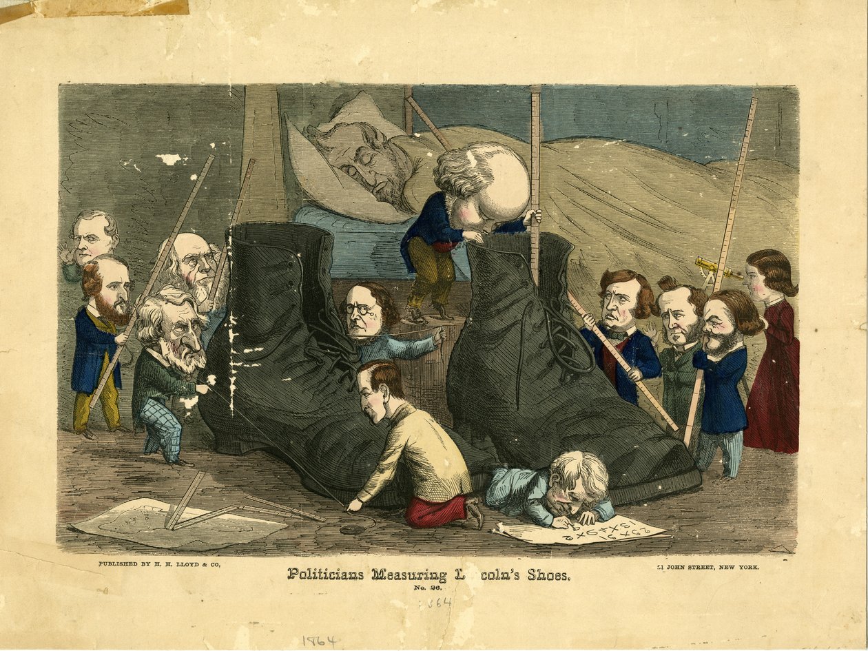 Políticos midiendo los zapatos de Lincoln, 1864 de Frank Bellew