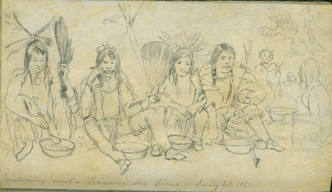Cena sioux, Traverse des Sioux, 20 de julio de 1851 de Frank Blackwell Mayer