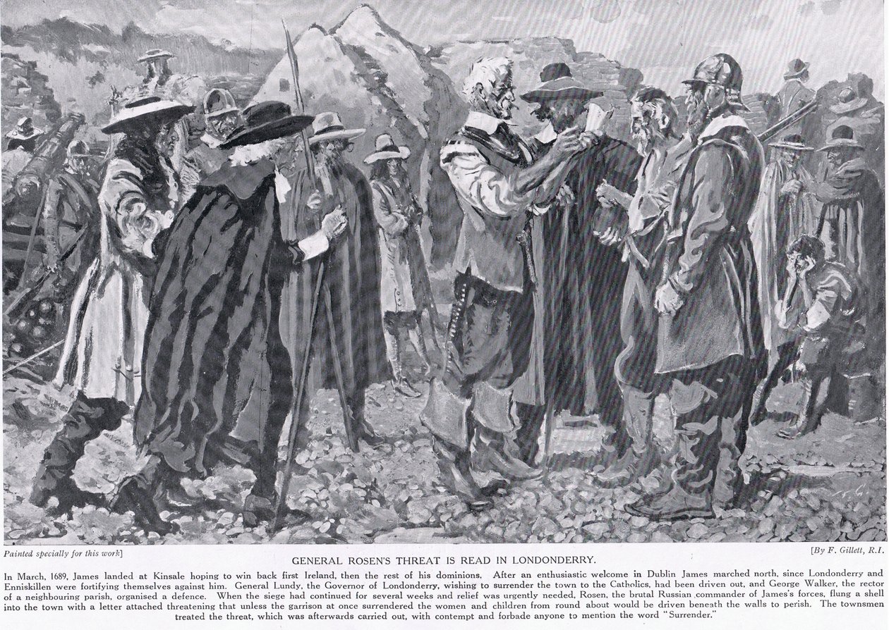 La amenaza del General Rosen es leída en Londonderry, c.1910 de Frank Gillett
