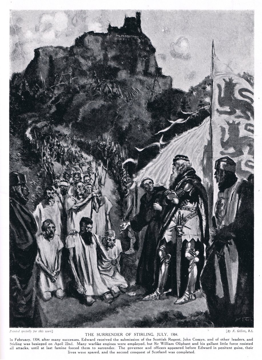 La rendición del Castillo de Stirling; julio; AD1304, años 1920 de Frank Gillett