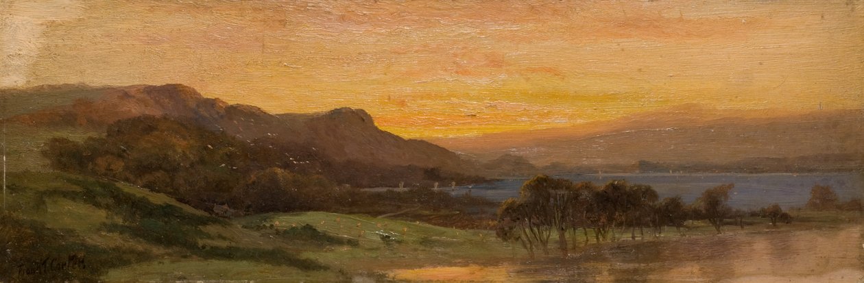 Atardecer, escena del lago de Frank Thomas Carter