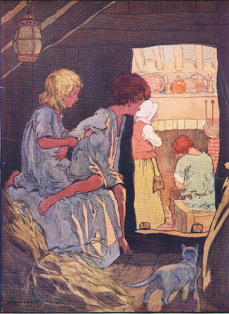 Los niños no podían dormir, de Hansel y Gretel publicado por Blackie & Son Limited, c.1940 de Frank Adams