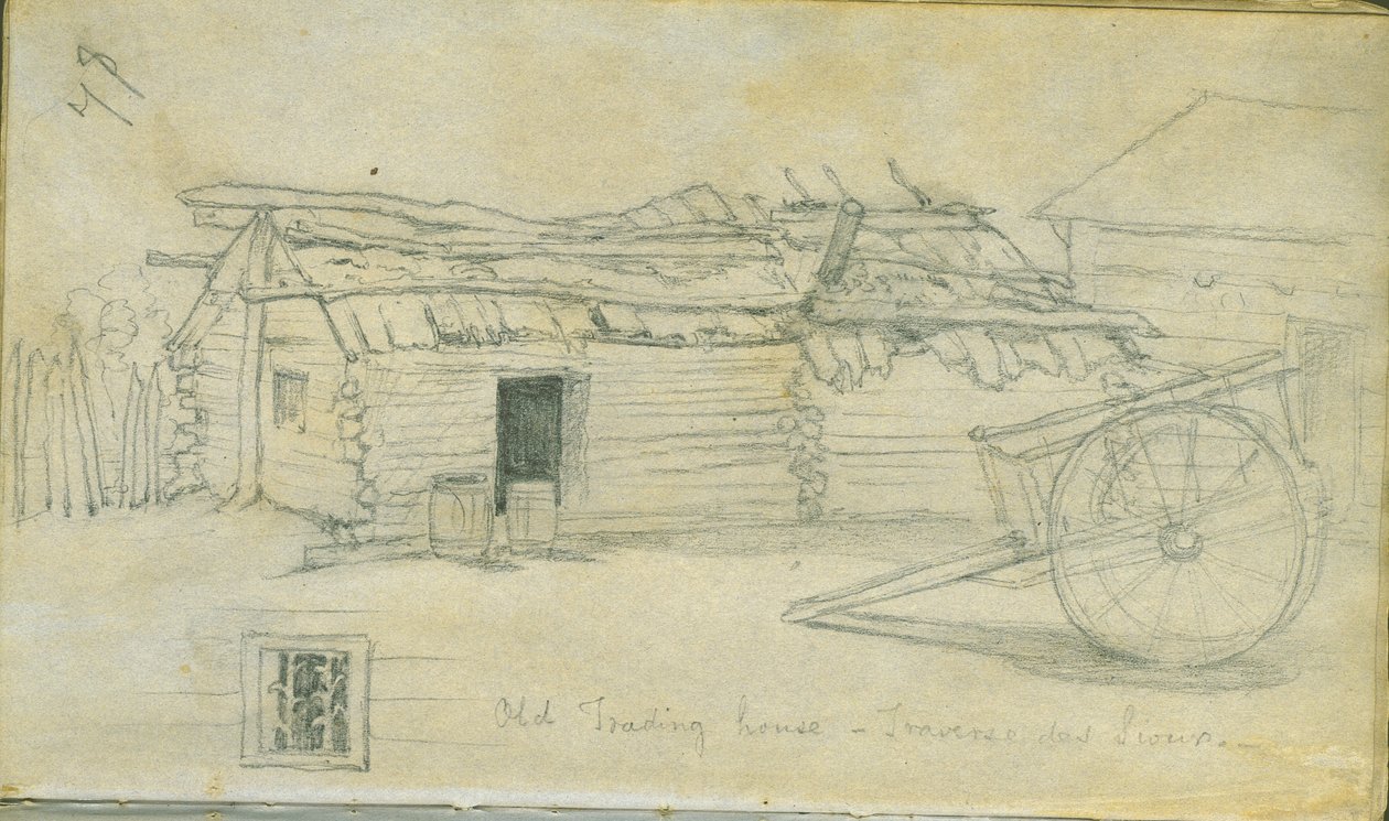 Antigua casa de comercio, Traverse des Sioux, 1851 de Frank Blackwell Mayer
