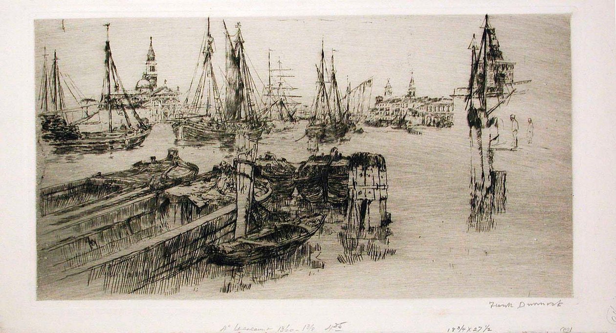 Barcos en la Giudecca (Los muelles) de Frank Duveneck